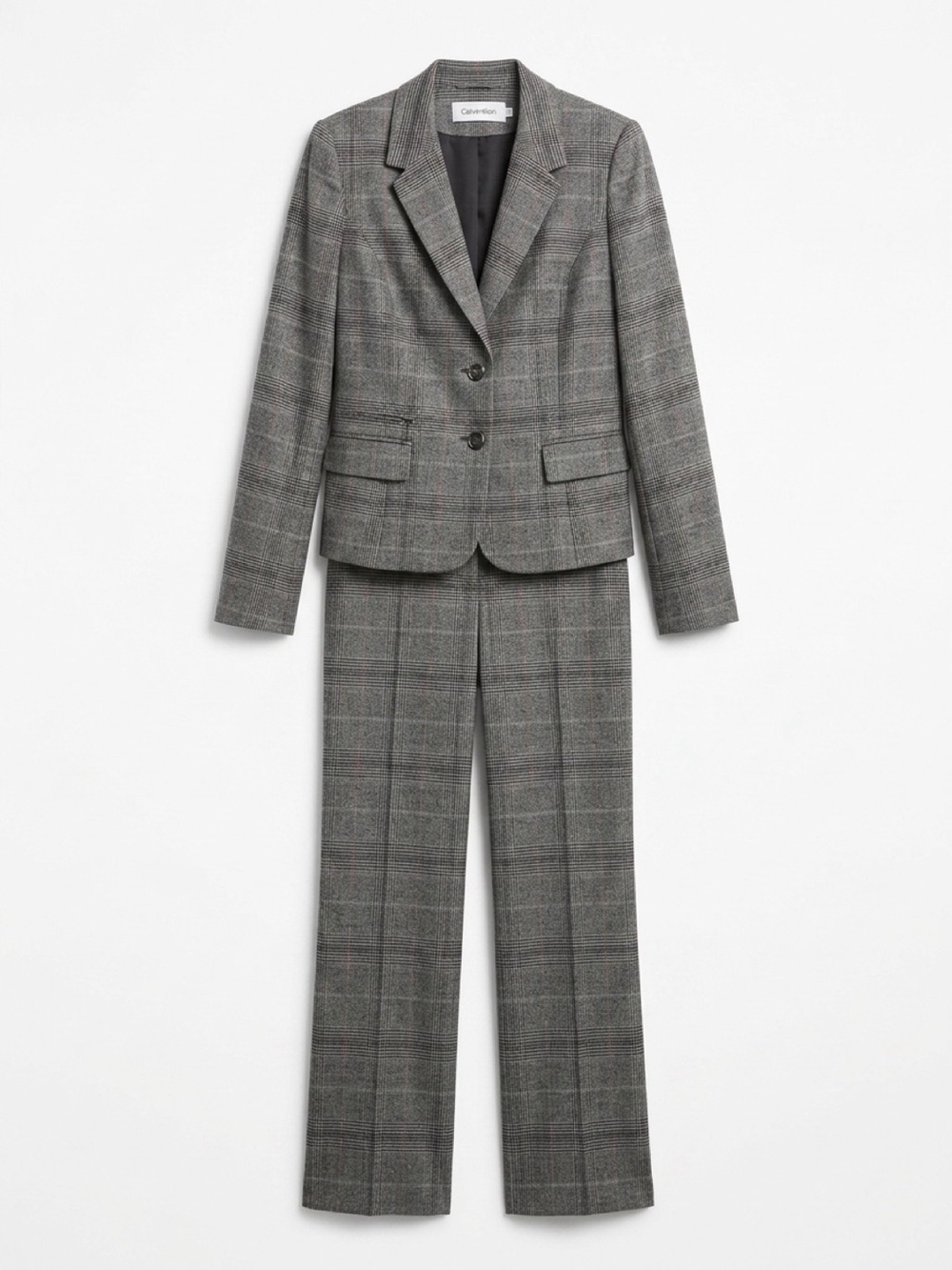 Calvin Klein Gray Plaid Tailored Blazer and Trousers Set